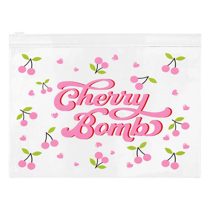 Eklips Cherry Print Transparent Clutch Bag for Cosmetics