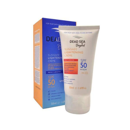 Dead Sea & Beyond Sunsafe Lightening SPF50 Sunscreen Cream for Sensitive Skin - Organic & Natural Sun Protection