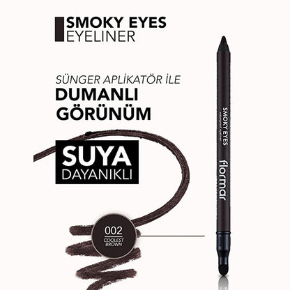 Flormar Coolest Brown Smoky Eyes Waterproof Eyeliner Pencil: Smudge-Proof, Long-Lasting Matte Brown Eyeliner for Effortless Smoky Eyes