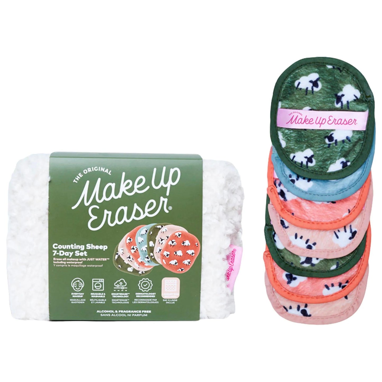 Counting Sheep 7-Piece MakeUp Eraser Makeup Remover Cloth Set - Gentle, Reusable, Eco-Friendly Makeup Removal for Sensitive Skin