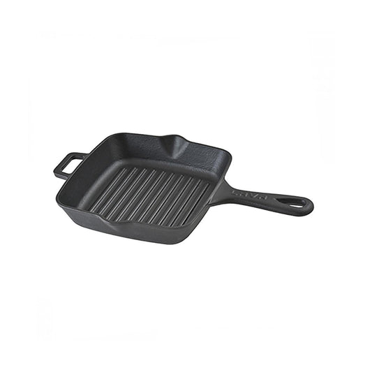 LAVA Cast Iron Grill Pan - 8-Inch Square Enameled Skillet for Stovetop Oven Use - Authentic Sear & Grill Marks, Even Heating, Easy Clean