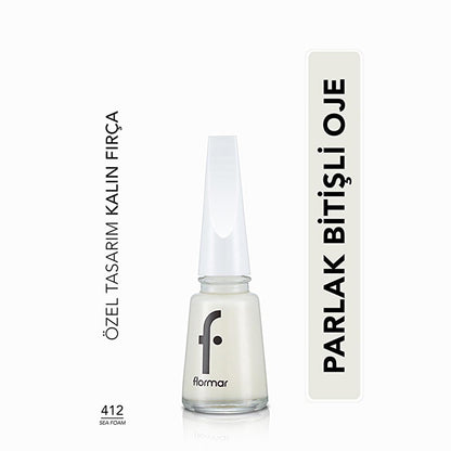 Flormar Nail Enamel - Long-Lasting, Nourishing Nail Polish with Magnesium & Calcium - 412 Sea Foam