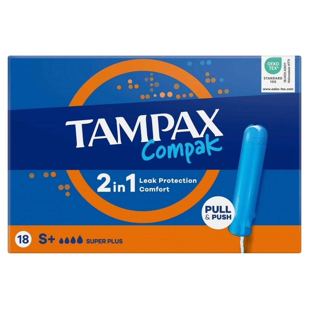 Tampax Compak Super Plus Tampons for Heavy Flow 18 Count