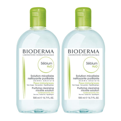 Bioderma Sebium H2O Cleansing Water for Combination/Oily Skin - 8.45 fl oz, Non-Comedogenic, No-Rinse Formula