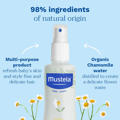 Mustela Natural Body Spray & Hair Styler with Organic Chamomile - Refreshing, 98% Natural Ingredients, Gentle on Skin