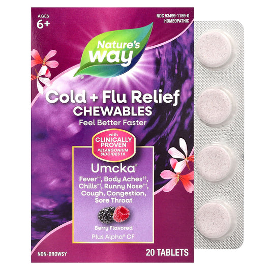 Nature's Way Umcka® Cold+Flu – Berry Flavor (Chewable)