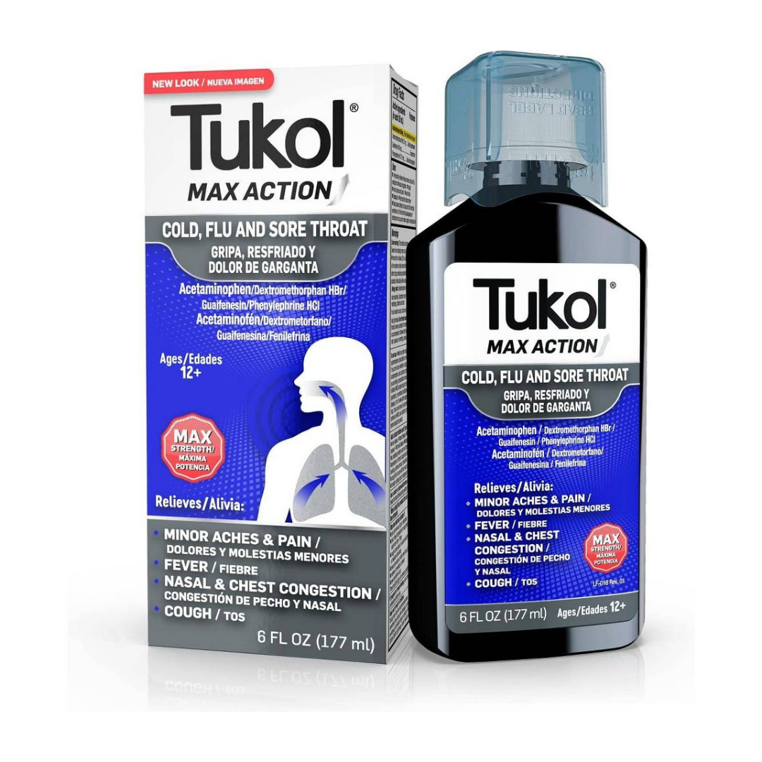 Tukol Max Action Cold Flu and Sore Throat Relief Liquid (6oz)