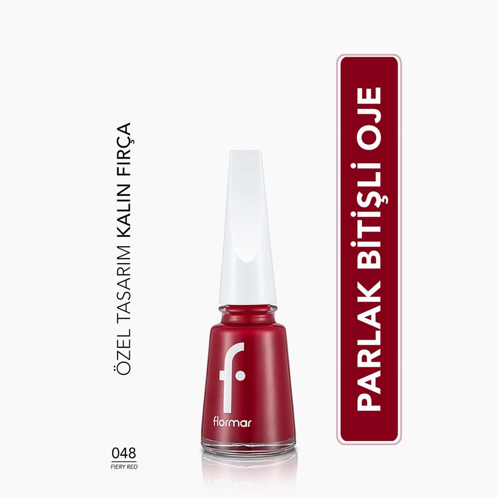 Flormar Nail Enamel 048 Fiery Red High Pigment Glossy Polish