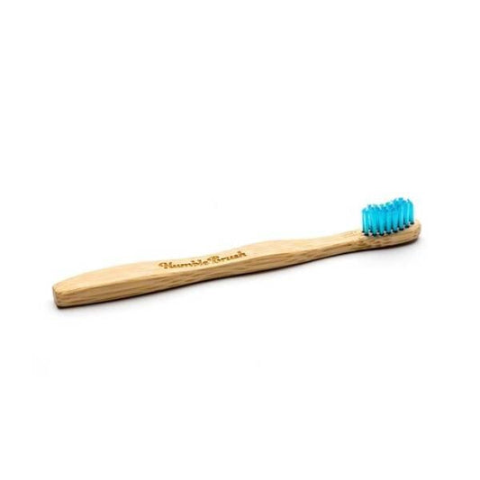 Humble Brush Kids Bamboo Toothbrush: Ultra-Soft Bristles for Gentle Cleaning, Eco-Friendly, Biodegradable, Blue - The Sustainable Choice for Your Child's Smile.