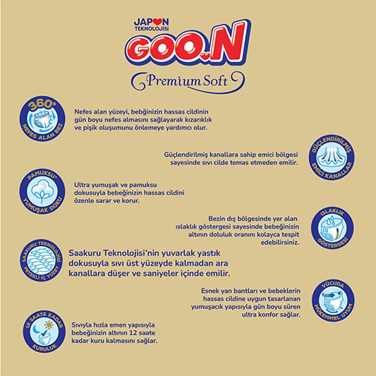 Goon Premium Soft Baby Diapers Size 7: Super Soft, Comfortable, and Rash Prevention, 36 Count