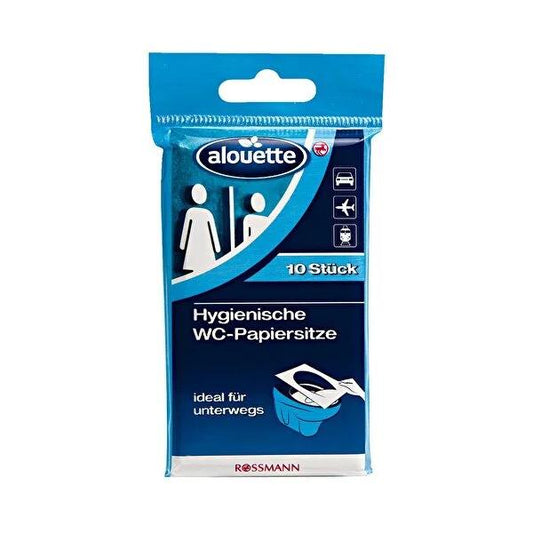 Alouette Travel Toilet Seat Covers - Water Soluble, Disposable, Portable for Public Toilet Hygiene - Pack of 10