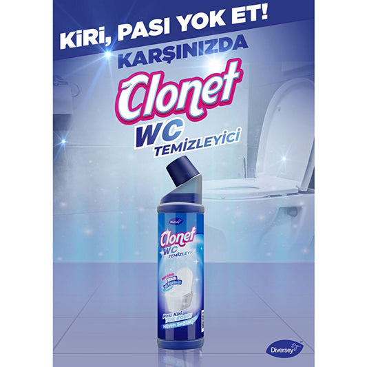 Diversey Clonet Toilet Cleaner - Effective & Powerful 25.36 fl oz Jel Toilet Bowl Cleaner with Hydrochloric Acid