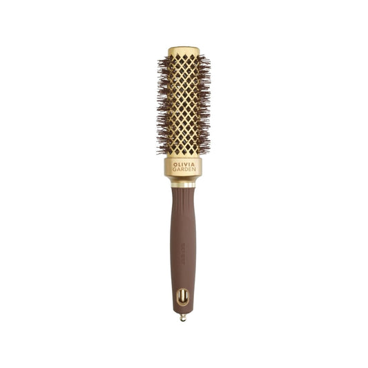 Olivia Garden Expert Blowout Straight Wavy Bristle Gold Brown Hair Brush 30mm - Professional Blowout Brush for Smooth Hair
