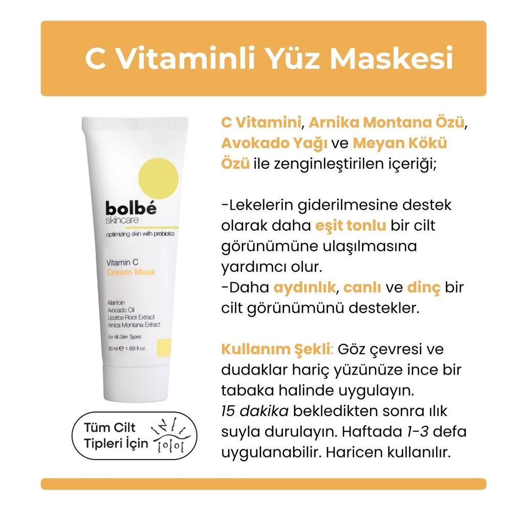 Bolbe 2% Vitamin C Cream Mask for Brightening & Tone Evening 50ml
