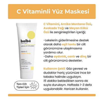 Bolbe 2% Vitamin C Cream Mask for Brightening & Tone Evening 50ml
