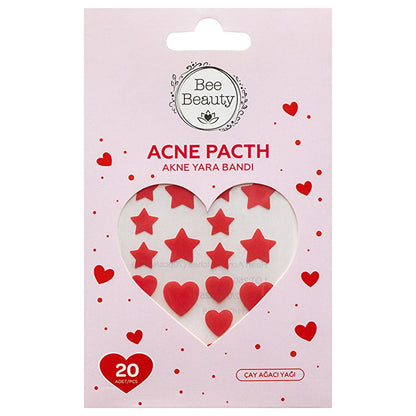 Bee Beauty Heart-Shaped Acne Pimple Healing Patch with Tea Tree Oil: Discreet Blemish Treatment, Soothes & Protects (20 Patches)