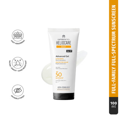 Heliocare Advanced Gel Spf 50 Sunscreen Gel - SPF 50 Protection for Sensitive Skin - 1.69 fl oz