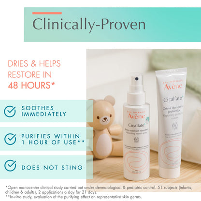 Avene Cicalfate+ Absorbing Soothing Spray for Sensitive Skin - 3.38 fl oz, Dermatologically Tested