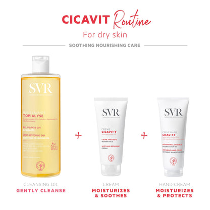 SVR Cicavit+ Creme 100ml - Soothing Moisturizing Cream for Irritated Skin, Non-Greasy, Suitable for Babies, Children, and Adults