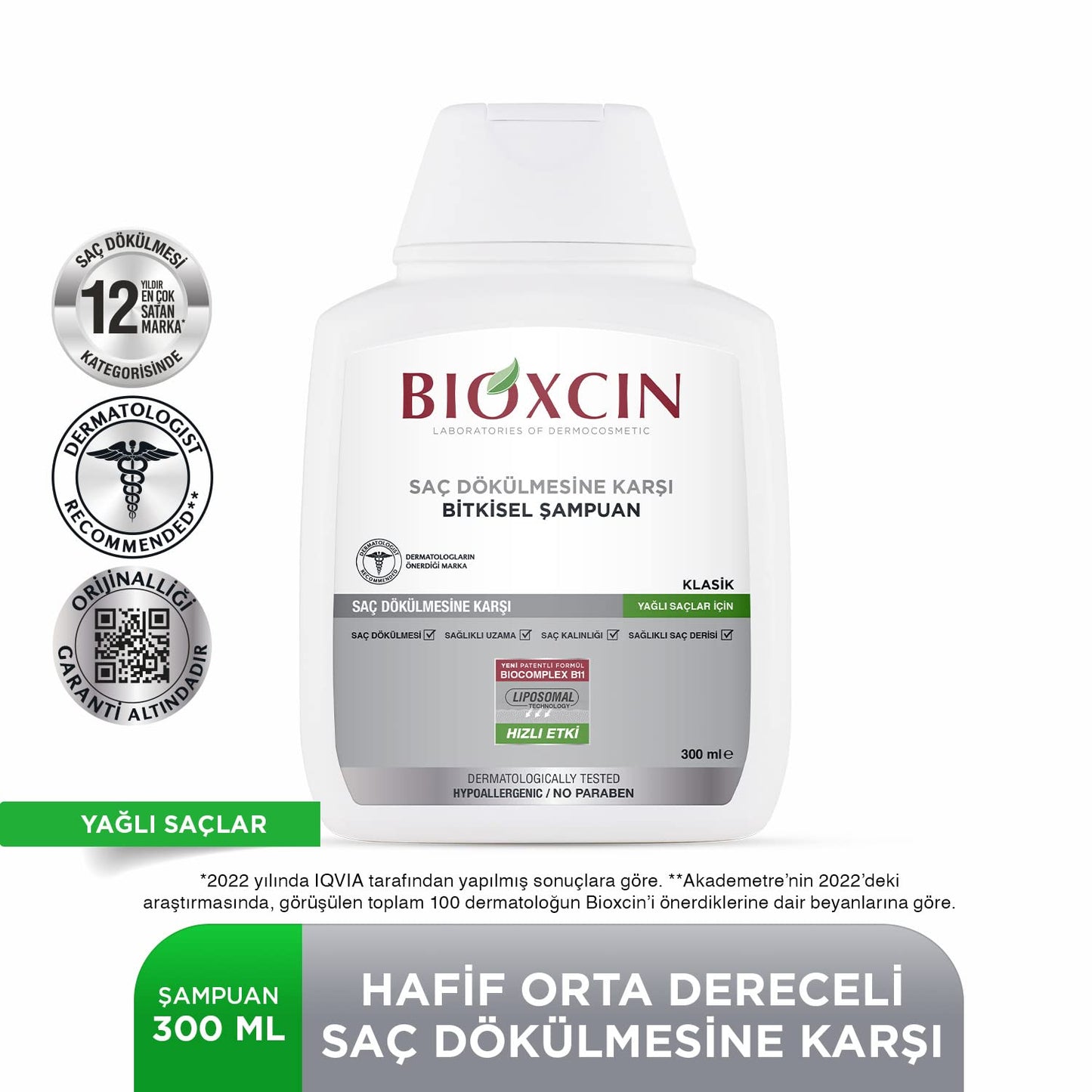 Bioxcin Bio-Activ Shampoo for Oily Hair - Paraben-Free, Mineral Oil-Free, 10.14 fl oz