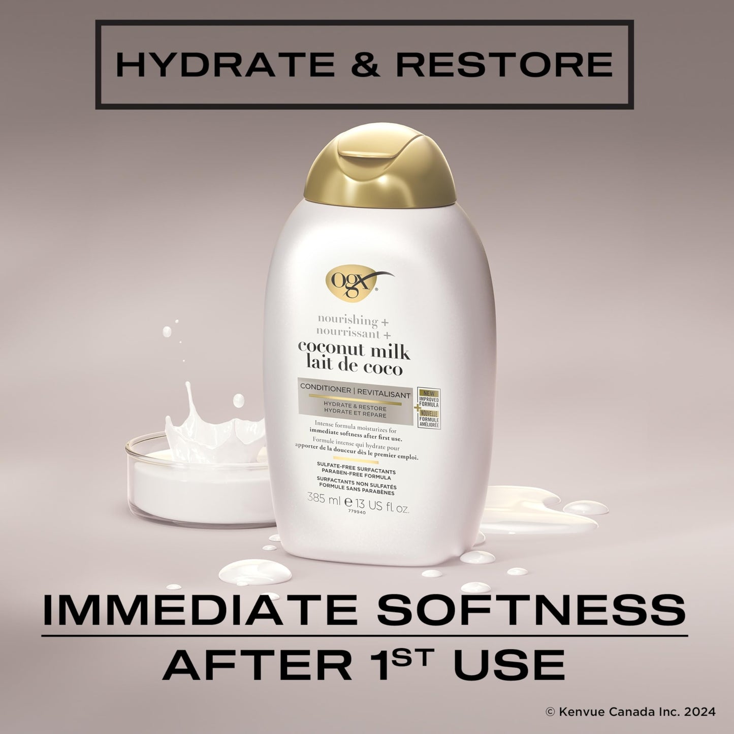 OGX Detoxifying Charcoal Hair Conditioner 385ml - Sulfate-Free, Activated Charcoal & Kaolin Clay Formula