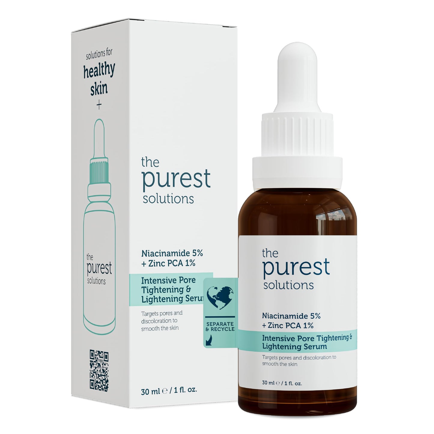 The Purest Solutions Skincare Set - Exfoliating, Pore Tightening & Brightening Serum with AHA, BHA, Niacinamide & Hyaluronic Acid