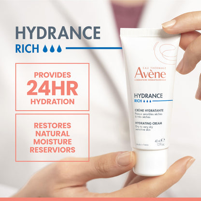 Avene Hydrance Hydrating Cream Rich - Moisturizing Cream for Dry Skin, Soothes and Hydrates, 1.35 fl oz