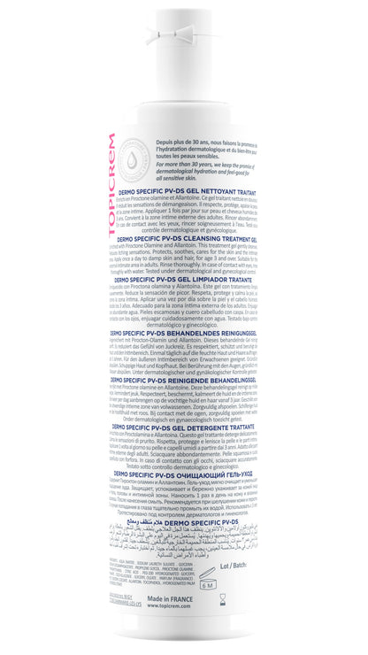 Topicrem PV/DS Cleansing Gel for Body and Hair - Gentle, Soothing, For Sensitive Skin & Scalp - 200ml