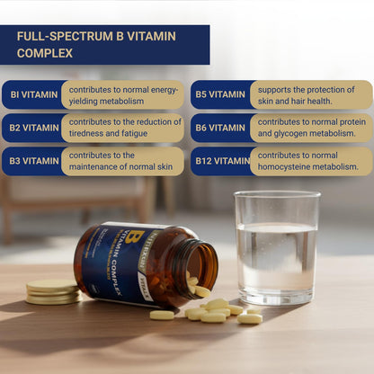 Nutraxin Vitamin B Complex Supplement - 60 Herbal Capsules | Comprehensive B Vitamins Formula