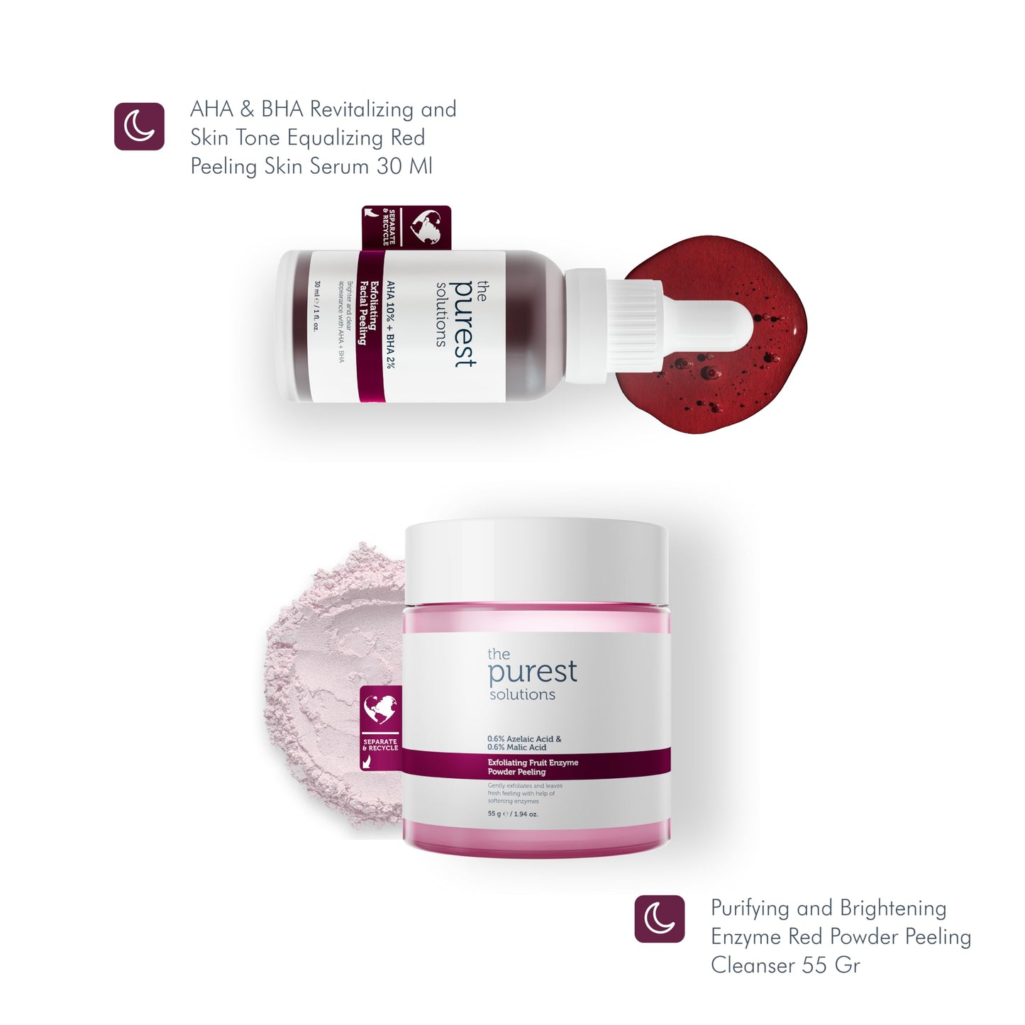 The Purest Solutions Facial Peeling Solution AHA BHA Exfoliant - 30ml, Glycolic Acid, Salicylic Acid, Hyaluronic Acid