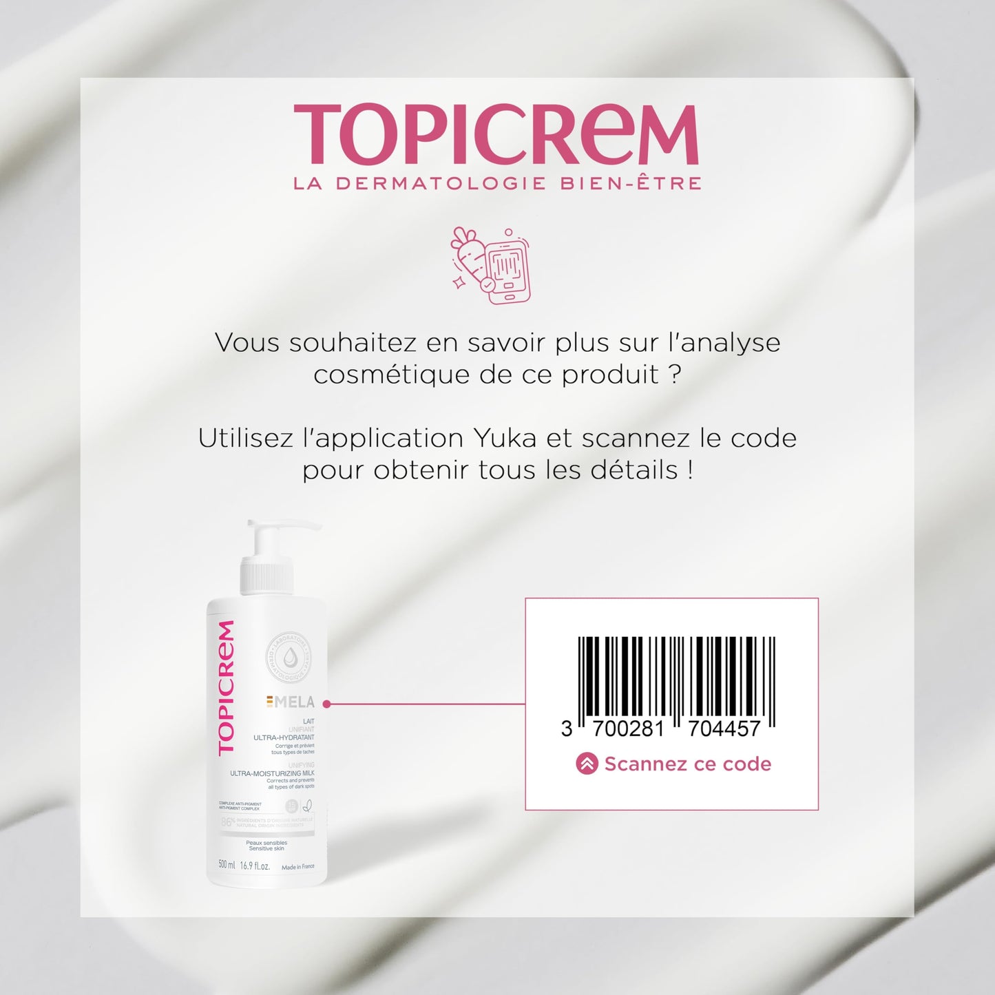 Topicrem Mela Lait Unifiant Ultra Hydratant 500ml