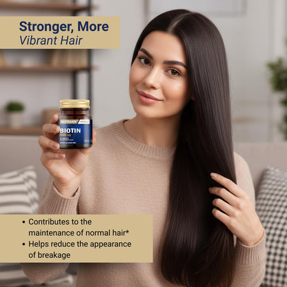Nutraxin Biotin 5000 mcg Dietary Supplement for Hair, Skin, and Nail Health - 30 Tablets, Vegan & Gluten-Free