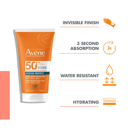 Avene Intense Protect SPF50+ Sunscreen for Babies, Children, and Adults - Gentle, High Protection Sun Care