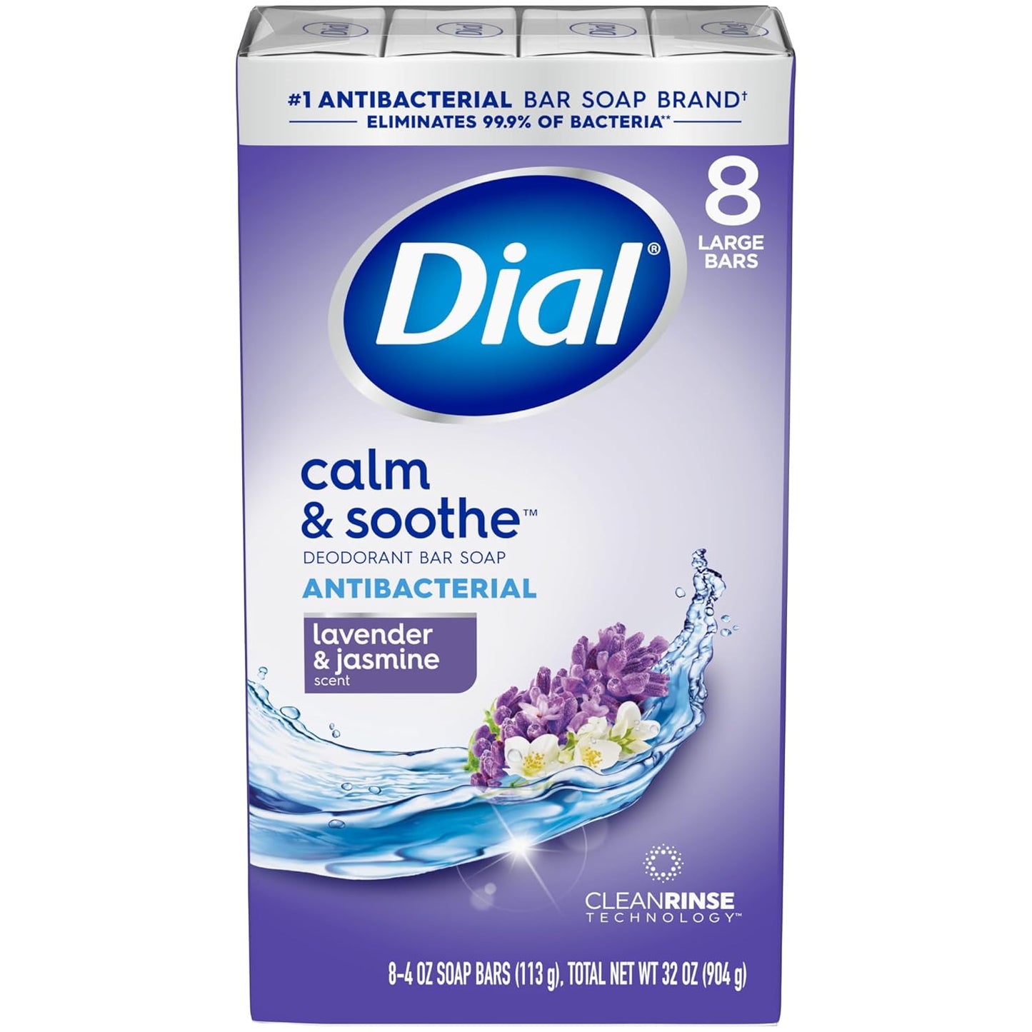 Dial Antibacterial Bar Soap, Calm Soothe, 4 Oz, 8 Bars