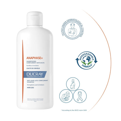 Ducray Anaphase+ Anti-Hair Loss Shampoo - Strengthens Hair, Reduces Hair Loss, 13.53 fl oz