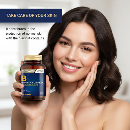 Nutraxin Vitamin B Complex Supplement - 60 Herbal Capsules | Comprehensive B Vitamins Formula