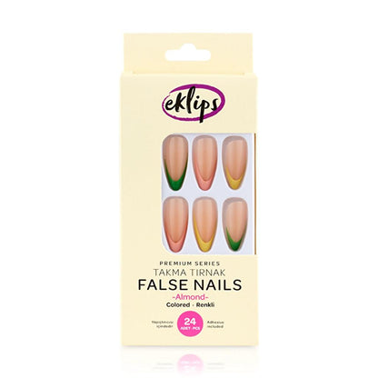 Eklips Colored French Almond Press-On Nails 24 Count