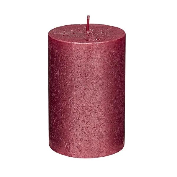 Rubin Licht Rustic Metalik Red Cylindrical Candle - Unique Home Decor for Cozy Ambiance