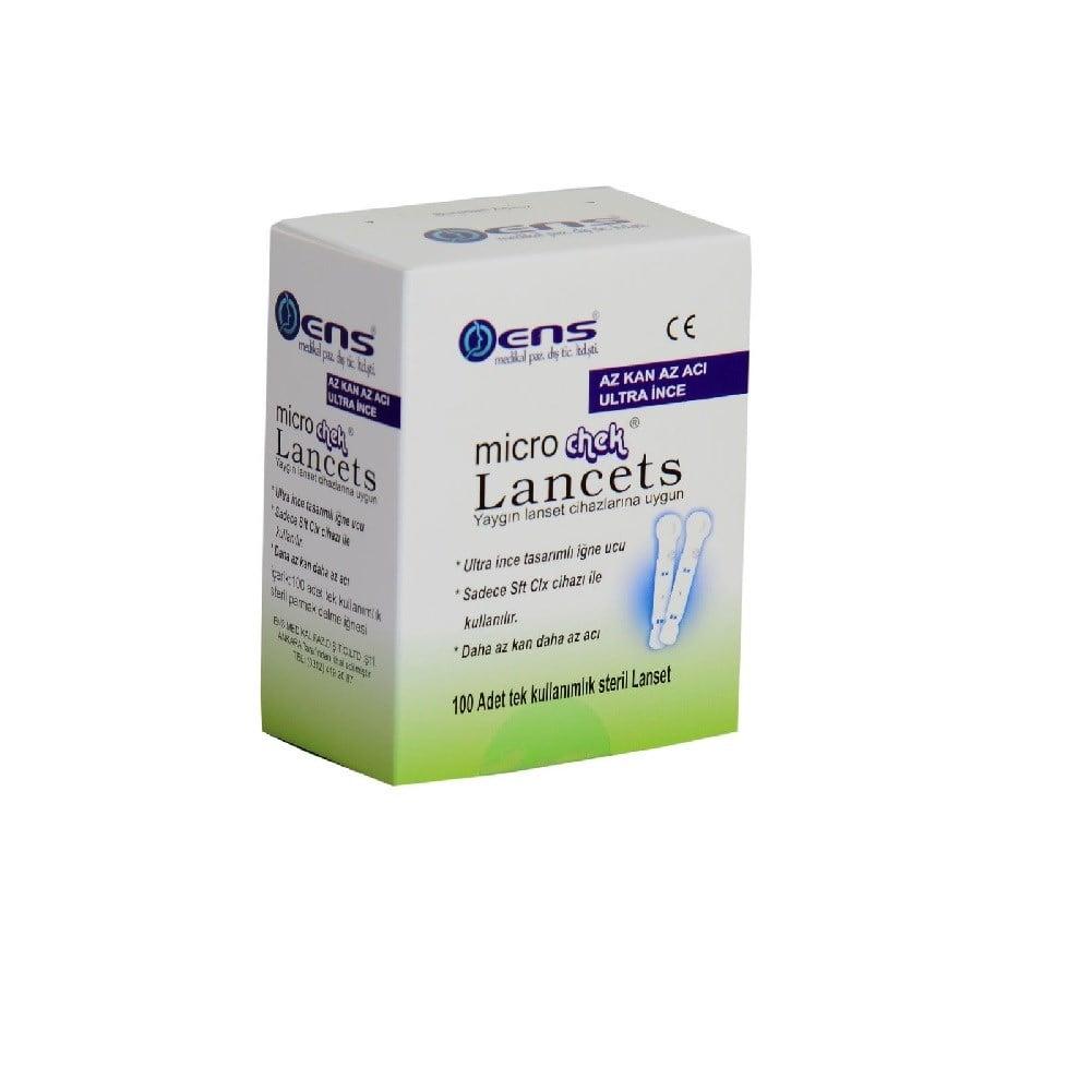 Ens Micro Chek Lancets 100 Count - Sterile, Ultra-Thin Needle Lancets for Sft Clx Devices, Comfortable Blood Glucose Monitoring