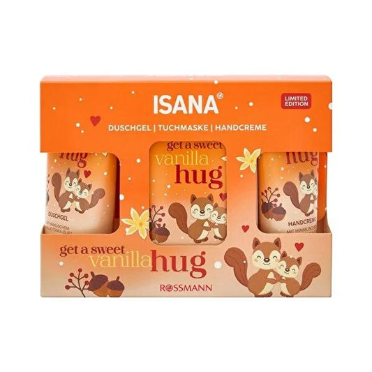 Isana Vanilla Hug Gift Set: Indulge in Vanilla Scented Skincare - Includes Hand Cream, Face Mask & Shower Gel - Complete Self-Care