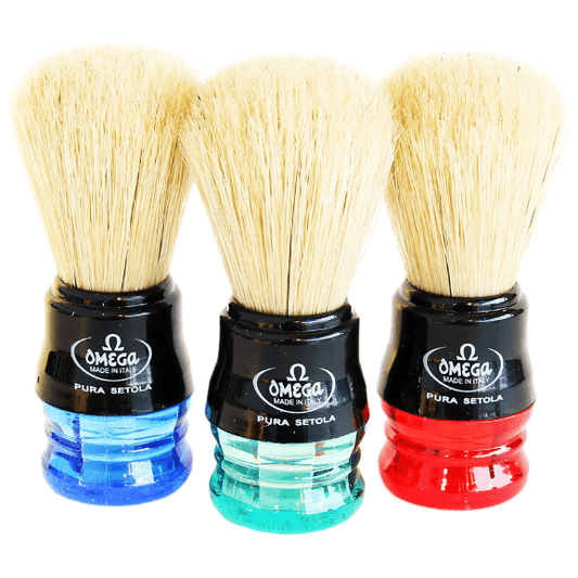 Omega Boar Bristle 2 Color Handle Shaving Brush Variable Color #10077
