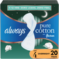 Always Pure Cotton FlexFoam Size 4 Overnight Absorbency 3 Packs of 20