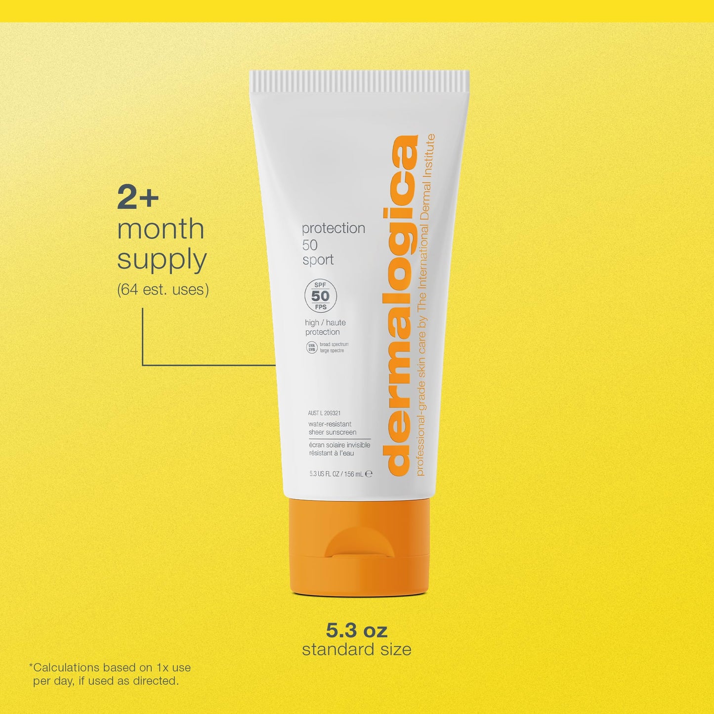 Dermalogica Protection 50 Sport SPF50 Broad-Spectrum Sunscreen for Face and Body - Water-Resistant, SPF50, Non-Greasy