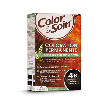 Color&Soin Ammonia-Free Hair Dye 4B Brownie Chestnut - Natural, Permanent Hair Color with Herbal Extracts