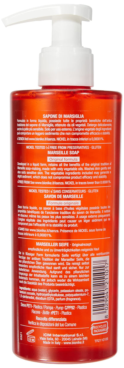BioNike Triderm Marseille Soap 250ml - Natural Liquid Soap for Hands, Face, and Body - Gentle Cleansing, Moisturizing, and Hydrating