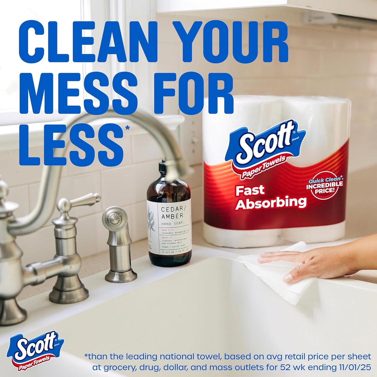 Scott Choose-A-Sheet Paper Towels, 62 Sheets Per Roll, White, Carton Of 6 Rolls
