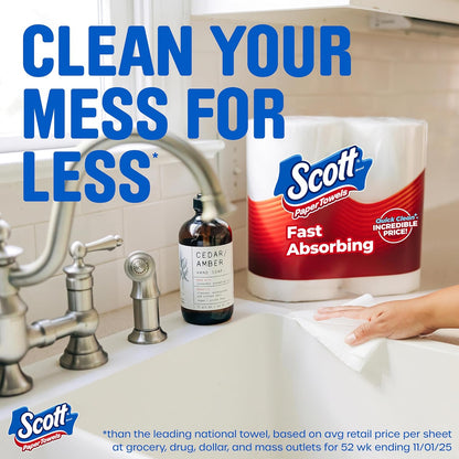 Scott Choose-A-Sheet Paper Towels, 62 Sheets Per Roll, White, Carton Of 6 Rolls