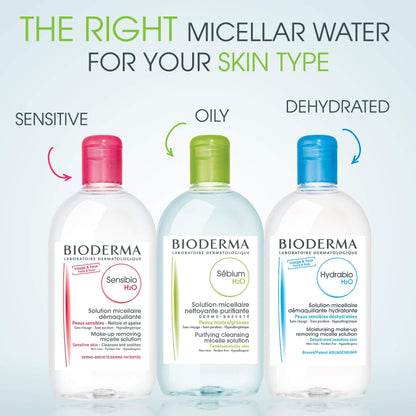 Bioderma Sebium H2O Cleansing Water for Combination/Oily Skin - 8.45 fl oz, Non-Comedogenic, No-Rinse Formula