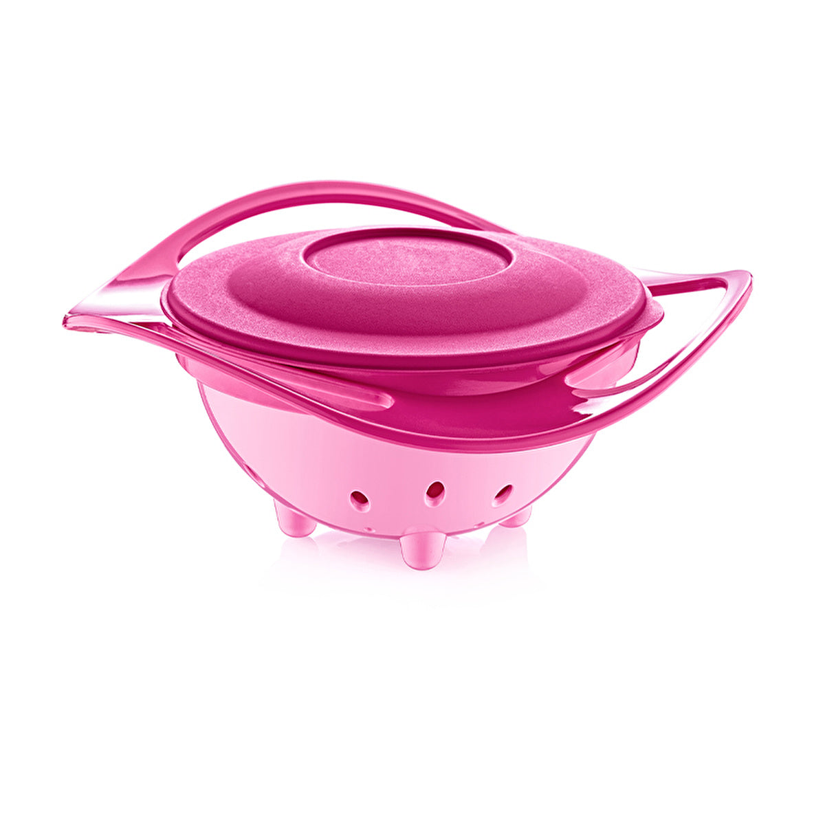 Babyjem Non-Spill Bowl Pink - 360-Degree Rotating | Baby Feeding
