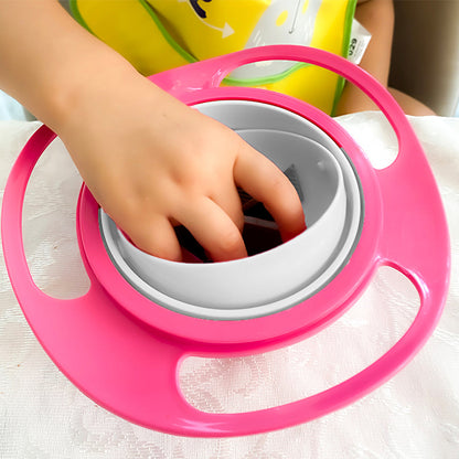 Babyjem Non-Spill Bowl Pink - 360-Degree Rotating | Baby Feeding